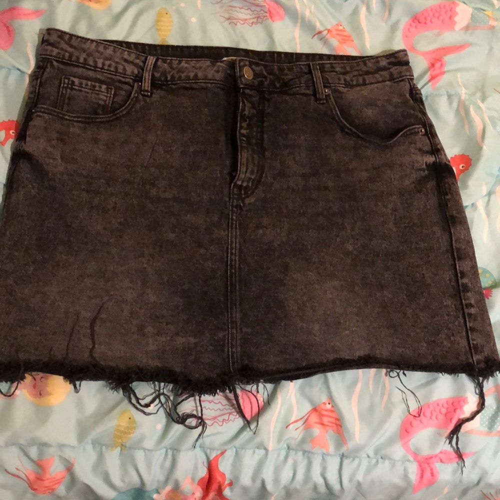 Black denim skirt